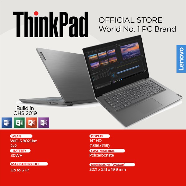 Lenovo V14 ADA AMD Athlon 3020 8GB RAM 256SSD Windows 10 + OHS 14.0 HD Grey Laptop Office Home Student-1