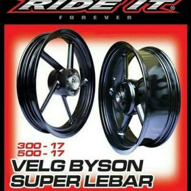 VELG RACING YAMAHA BYSON LEBAR RING 17 RIDEIT LEBAR 300X500X17 HITAM PLANG 5 PNP BISON