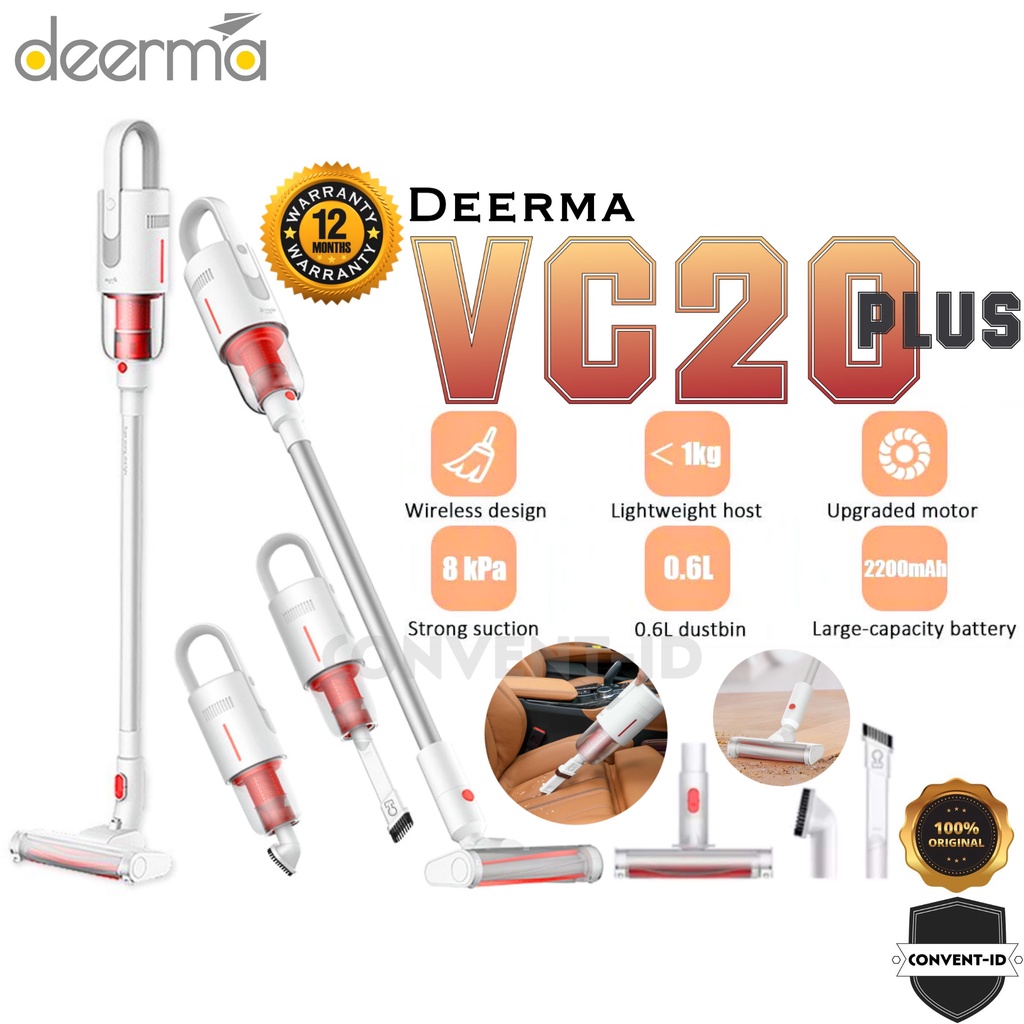 Deerma VC20 PLUS Household Handheld Wireless Rechargeable Vacuum Cleaner 8KPa - Penyedot Debu Ruanga