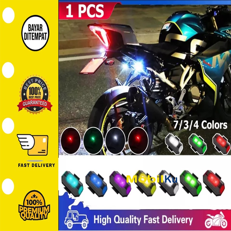 ✅ BISA COD Lampu Strobo LED Sepeda Motor, Lampu LED Strobo Dapat Diisi Ulang Lampu Peringatan Anti-tabrakan Sepeda Motor dengan Indikator Sinyal Belok 7 Warna Pengisian Daya USB Bisa Untuk Sayap Drone Bagian Kabel Pengisian USB