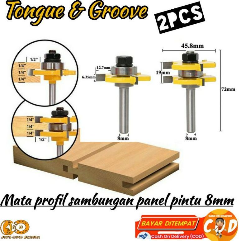 ➩Ready Stok✺➩ mata router profil sambungan kayu panel pintu slot set Tongue & Groove As 6mm 8mm Mata