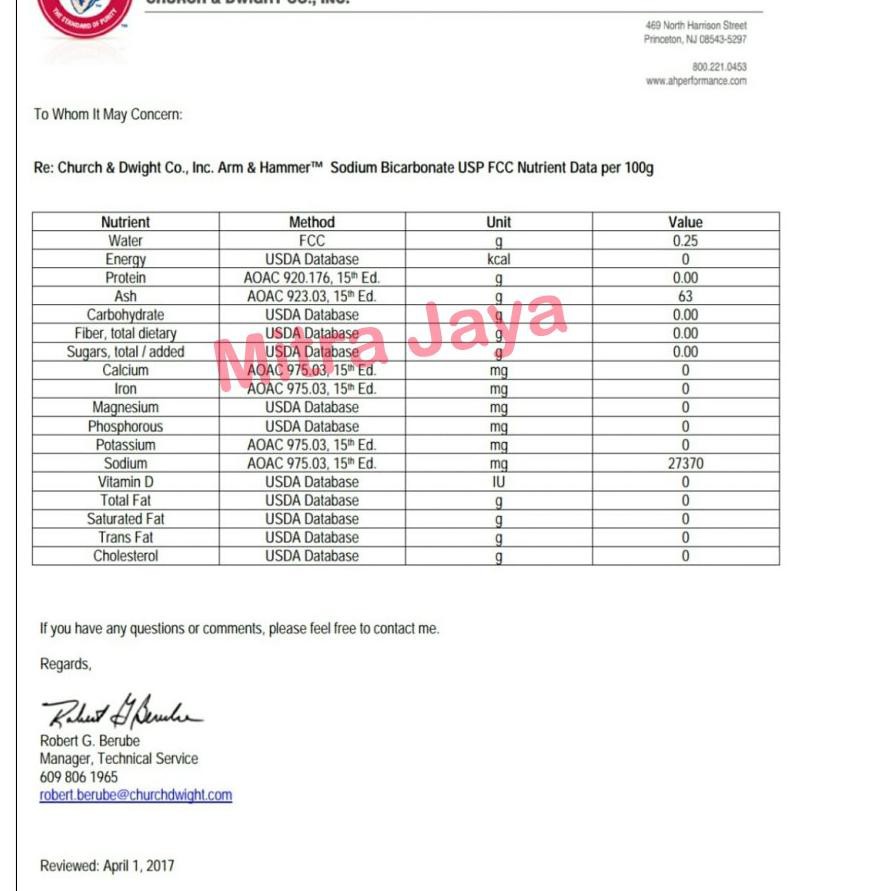 

6FZ Baking Soda Arm and Hammer / Soda Kue repack 500 Gram / Sodium Bicarbonate Arm & Hammer UN W Y9B