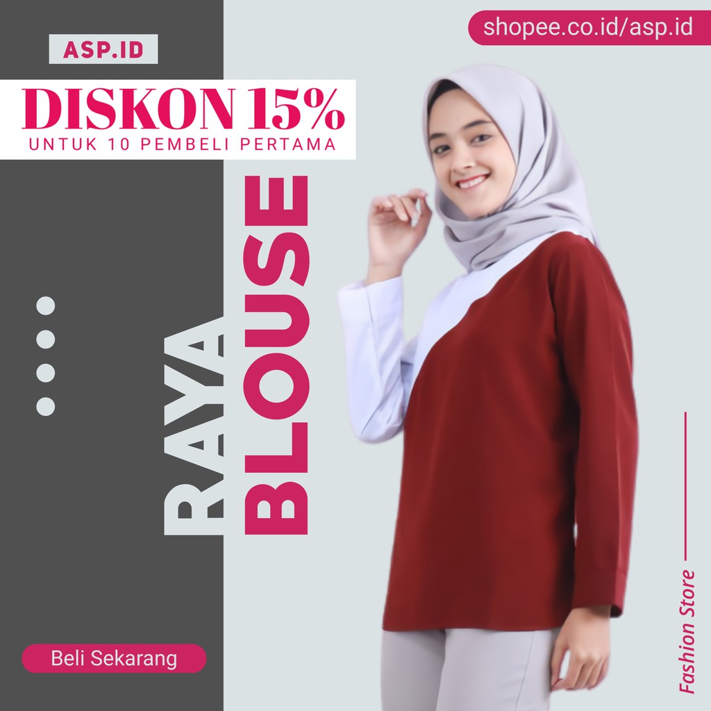Baju Atasan Wanita Blouse Remaja Muslim Kekinian Murah Cewek Blus Terbaru Wanita Raya Bluse Merah