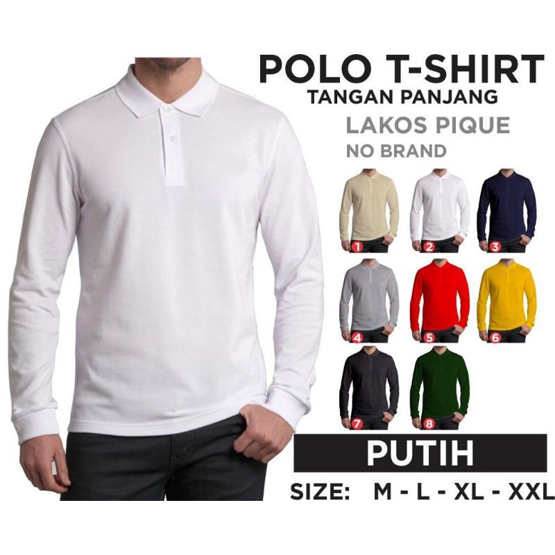 Noveli wear - Kaos kerah pria polo shirt lengan panjang | kaos polos pria seragam kerah polos dewasa M L XL XXL