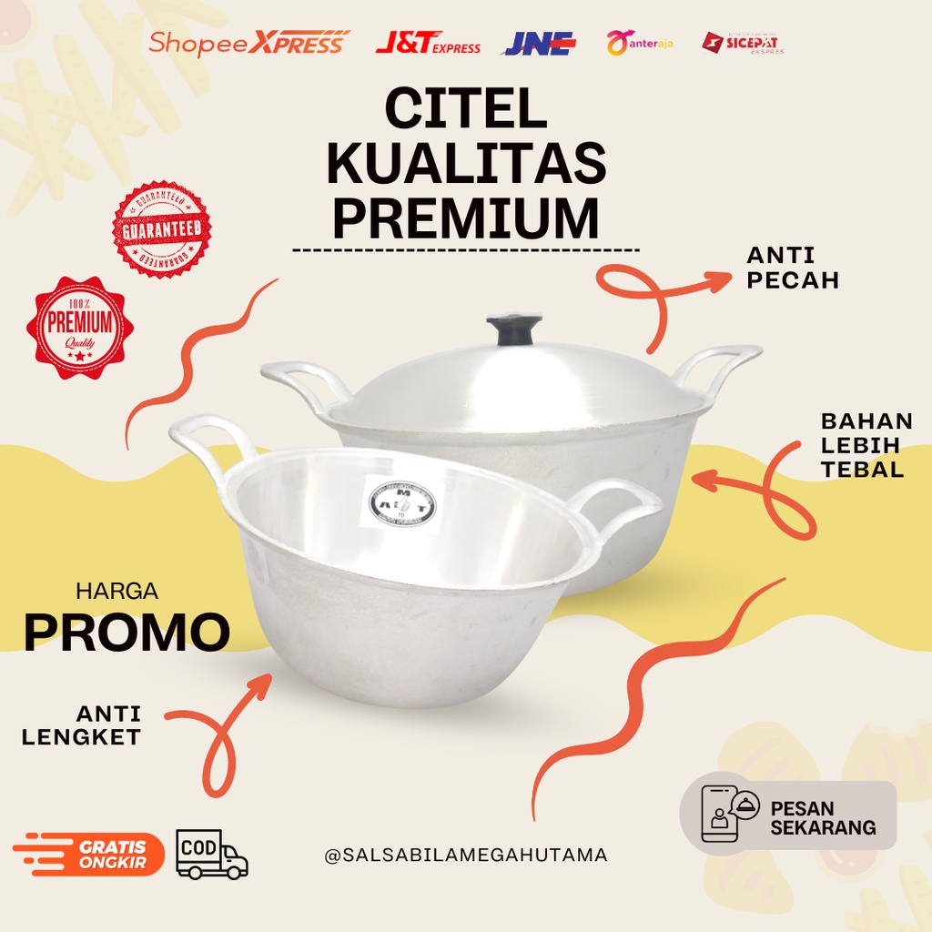 CTL30 - citel panci katel / citel wajan katel - Citel No 10 12 14 16 panci katel tradisional anti pe