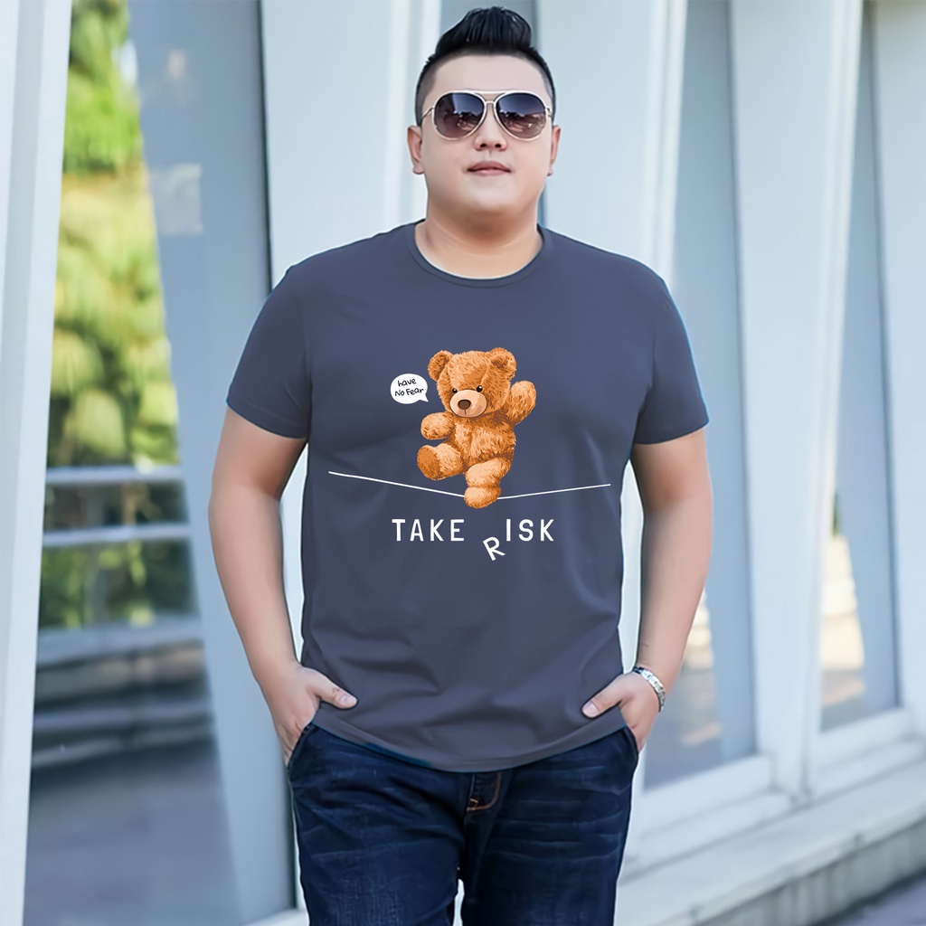 Baju Kaos Pria Jumbo Power Teddy Tshirt Bigsize XL XXL Distro DTF