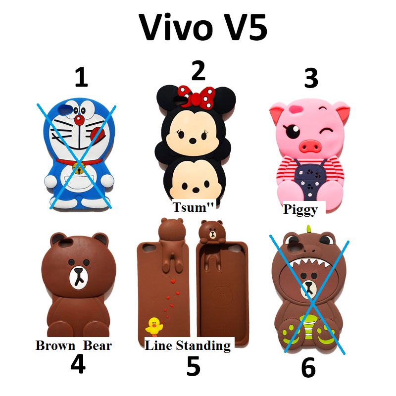 Silikon 3D karakter Boneka Cute VIVO Y53 Y71 V7 V9 V5 Silikon boneka lucu pelindung hp case tebal karet softcase lentur