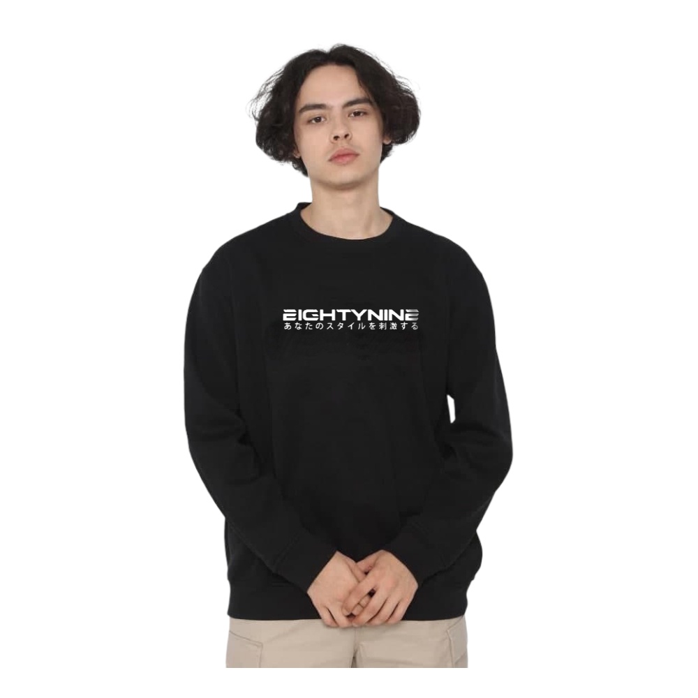 CREWNECK PRIA WANITA BLACK ORIGINAL EIGHTY NINE TERLARIS SWEATER ORIGINAL SWETER WANITA PREMIUM