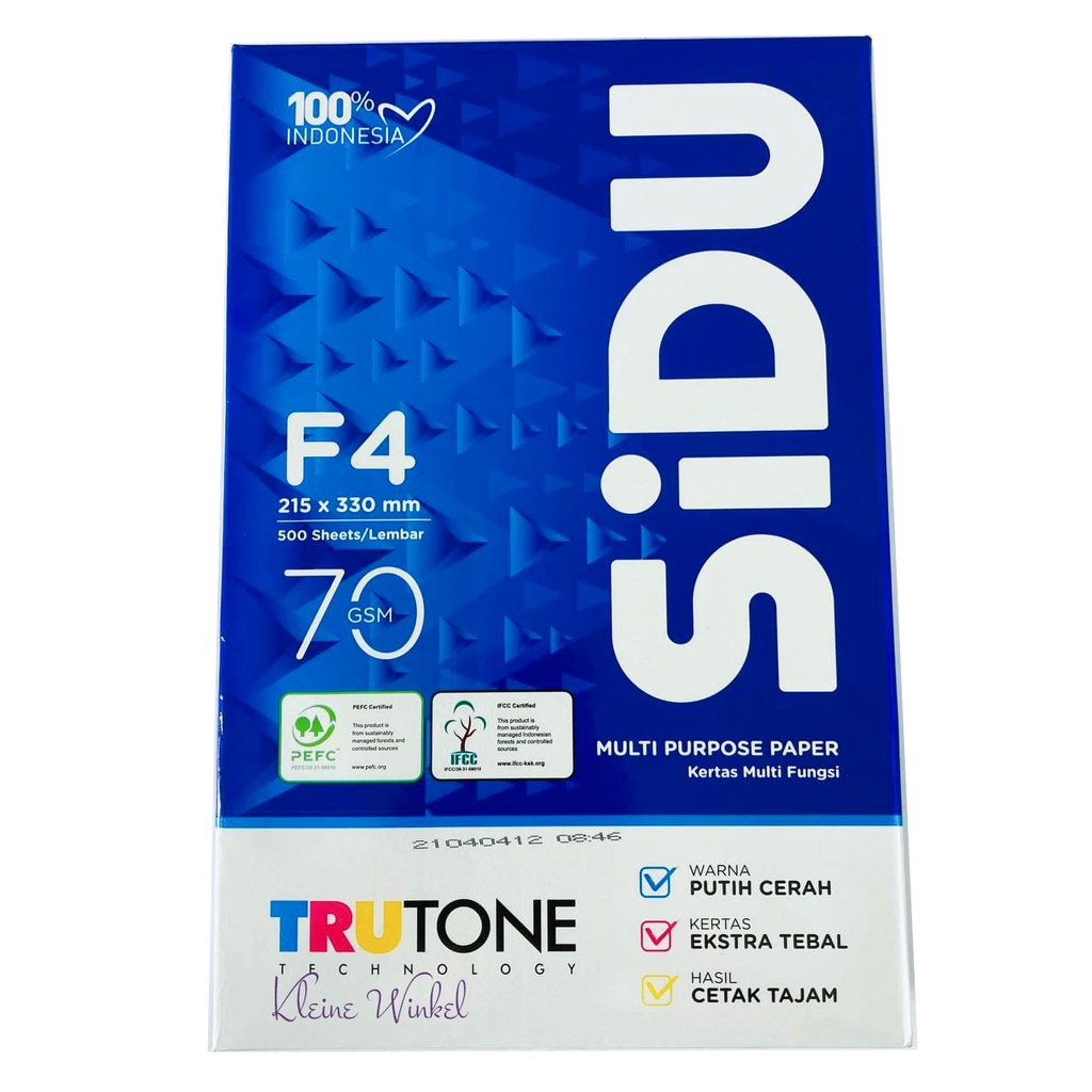 

Kertas HVS F4 70 SIDU 70 Gram Folio