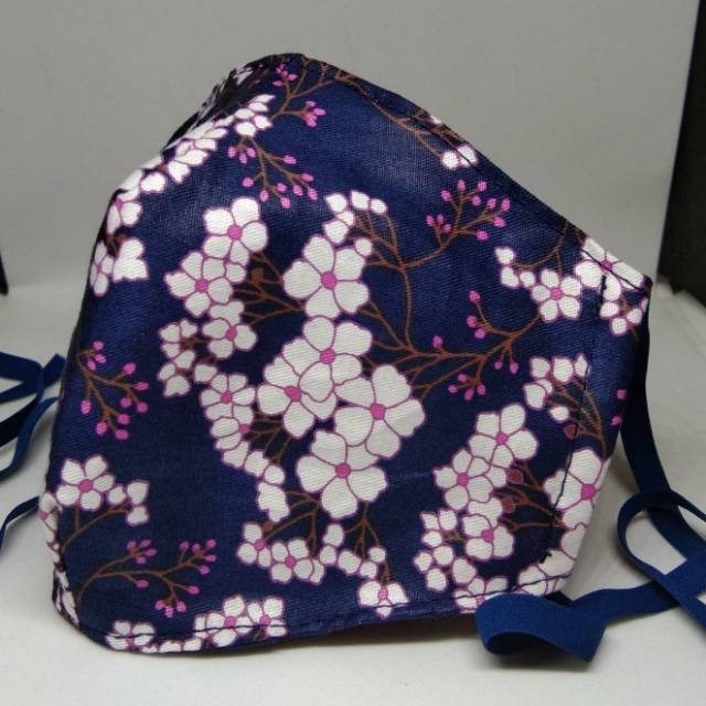 Masker mulut kain katun jepang motif bunga sakura