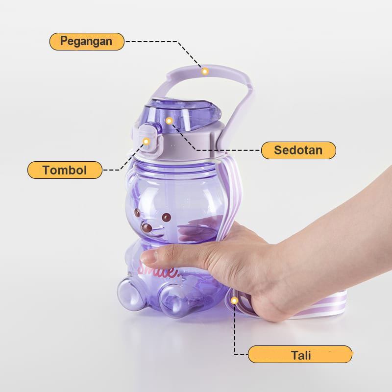 Botol Minum Anak Bentuk Boneka Beruang Teddy Bear Bear Shape Water Bottle Clear Bottle 1400ML