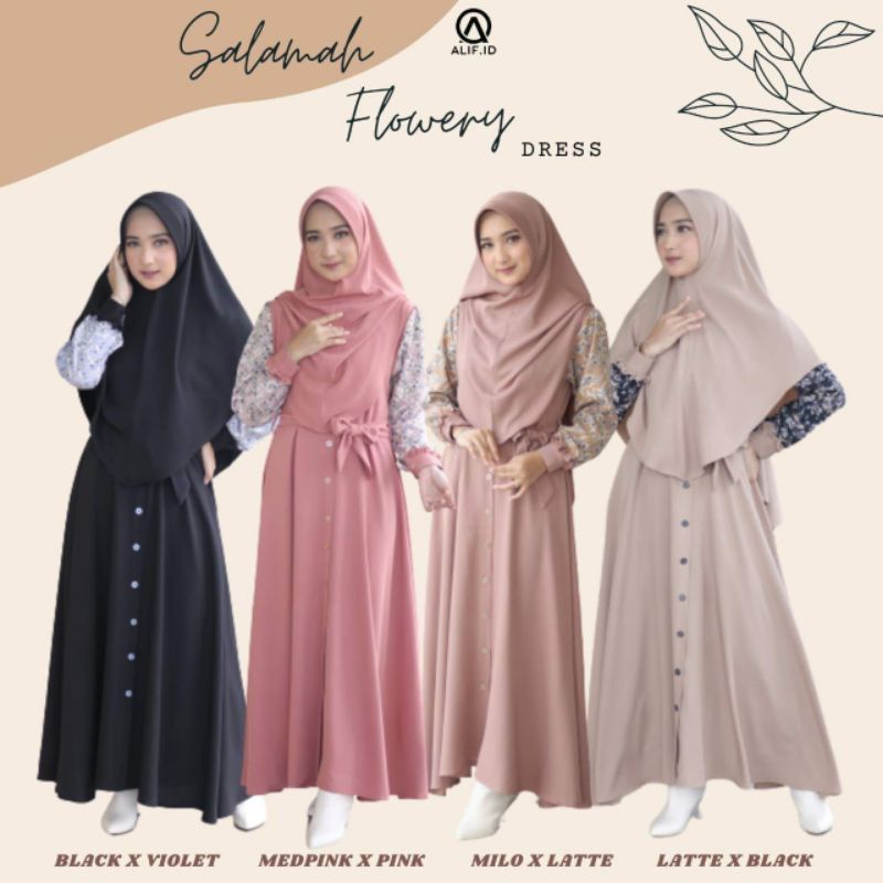 (READY) SALAMAH DRESS SET KHIMAR BY ALIF ID