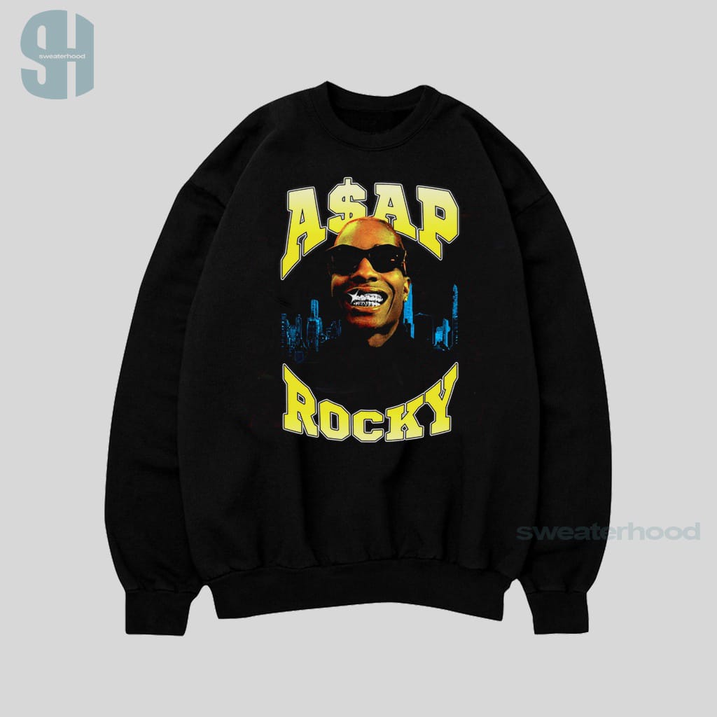 Crewneck Black Asap Rocky Sweatshirt Hitam Jaket Vintage Pria Dan Wanita Sweaterhood