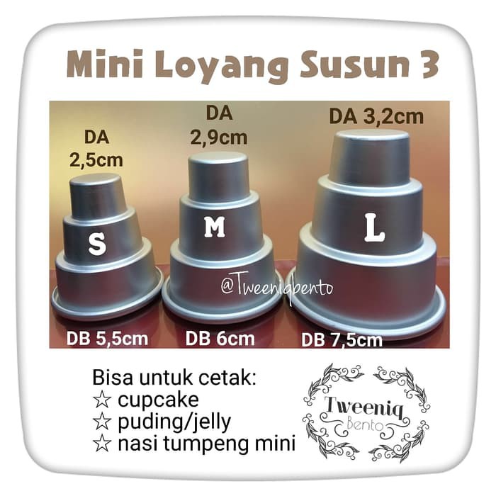 Mini Loyang susun 3 cetakan roti kue tumpeng mini ck617