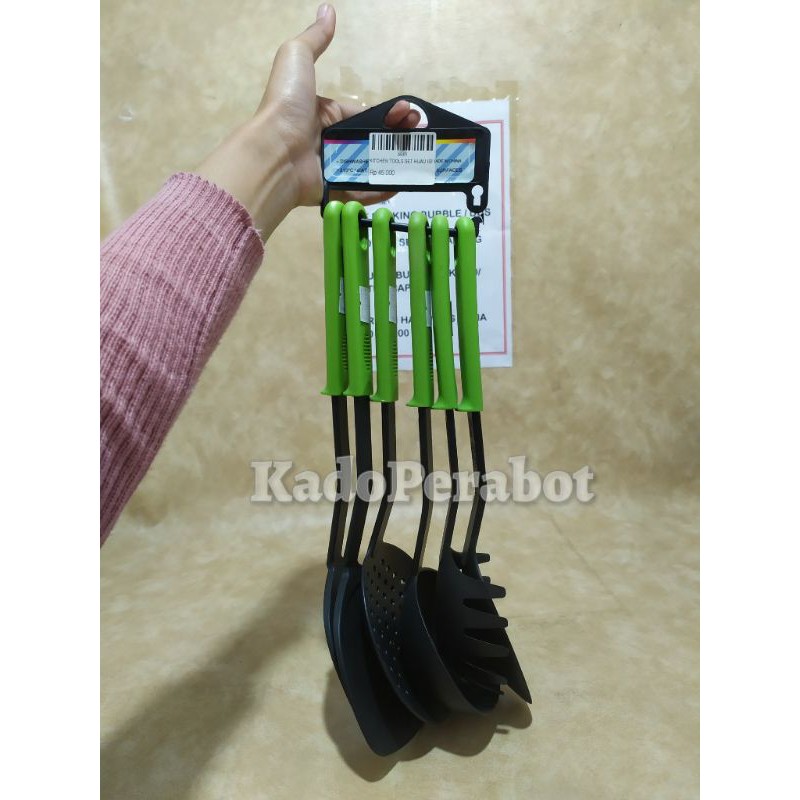 spatula set hijau isi 6pcs- spatula set lengkap- alat masak set