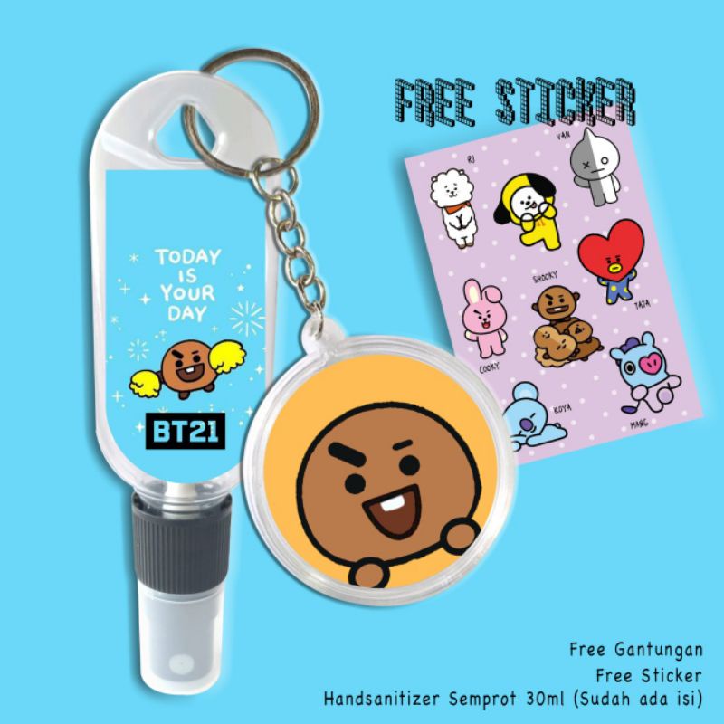 HAND SANITIZER BTS/HAND SANITIZER BT21 FREE GANTUNGAN+FREE STICKER