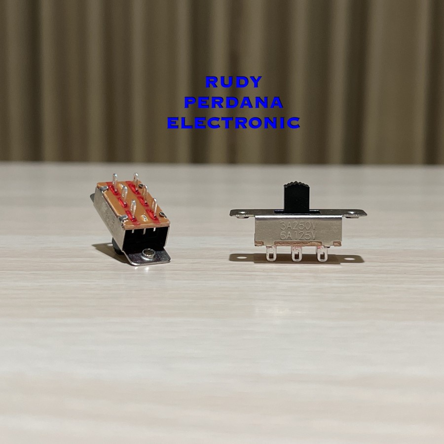 SWITCH SLIDE SAKLAR GESER ON OFF ON DPDT 2x3 6 PIN 3A 250V 6A 125V