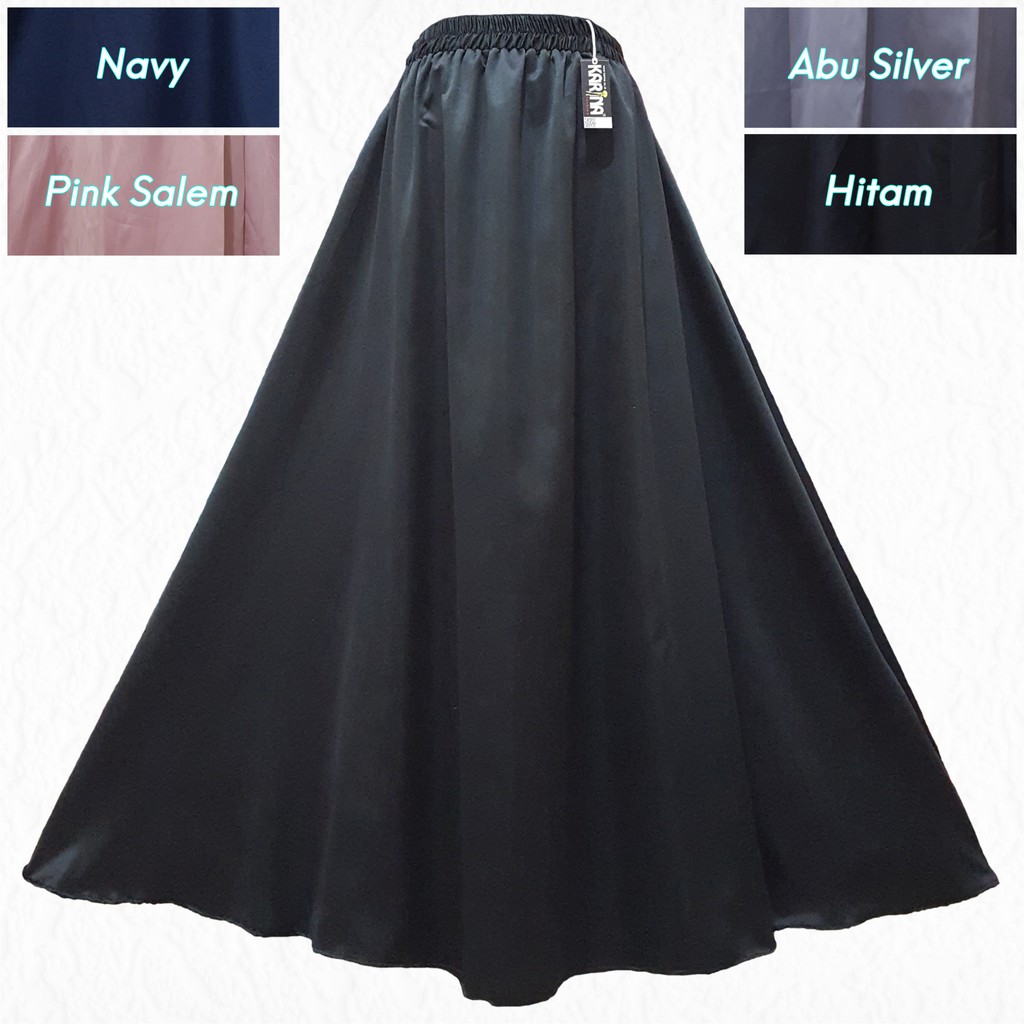  Rok  Lebar Polos  Panjang Wanita Muslim Satin  Velvet Full 