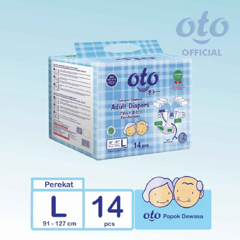 popok dewasa - kesehatan, diapers, perekat  RAK - OTO Diapers Adult Popok Dewasa model Perekat ukuran L - isi 14 pcs