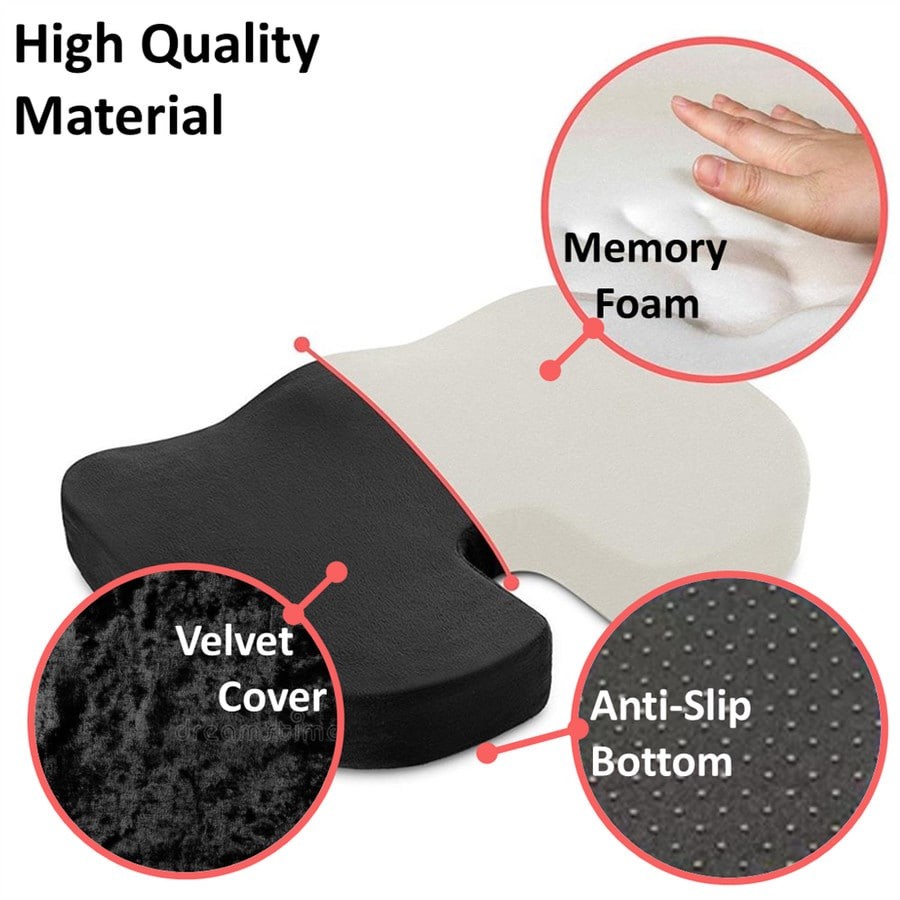 Bantal Duduk Tulang Ekor Memory Foam Coccyx Seat Cushion Velvet