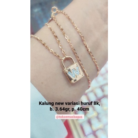 kalung emas asli new variasi huruf W k375/8k