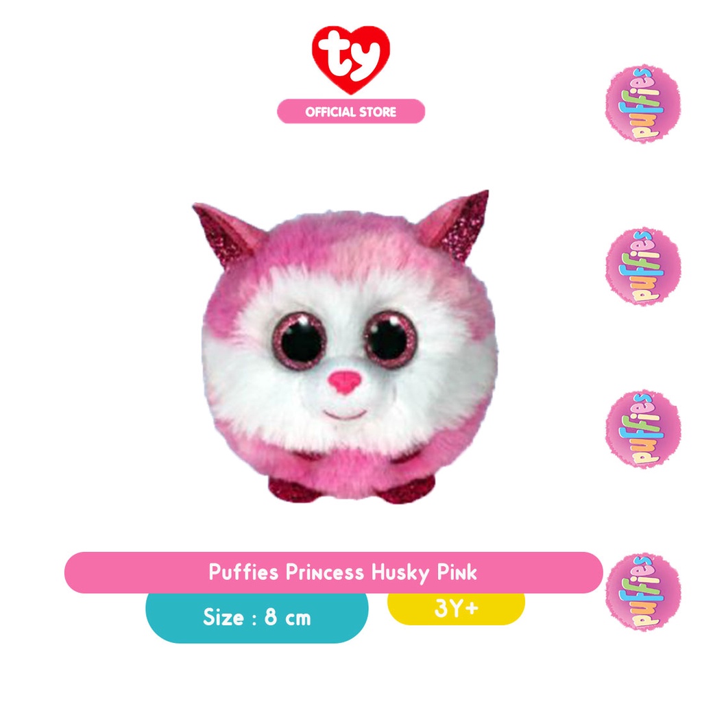 TY Puffies Princess Husky Pink - Boneka Anjing Husky