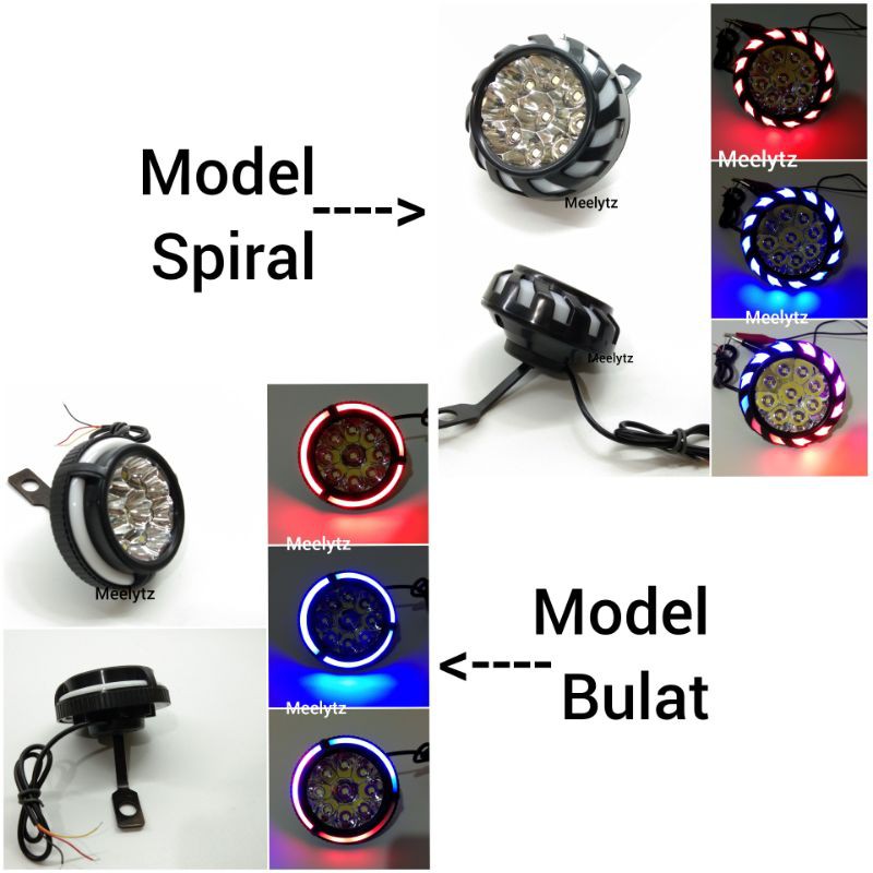 Lampu tembak sorot LED bracket spion 9 mata dengan angel aye 5 mode