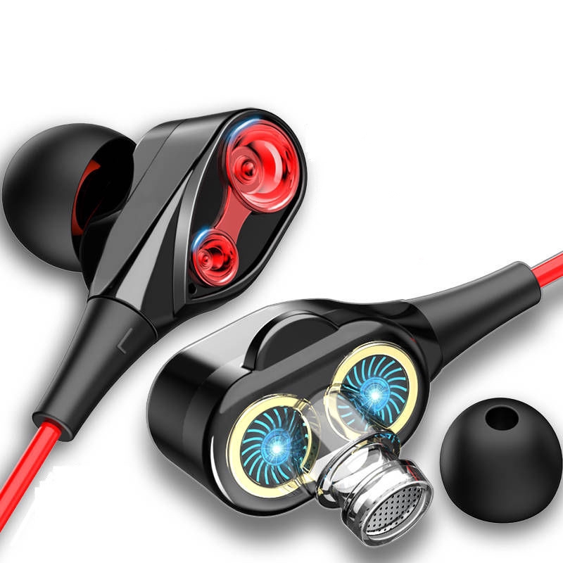 Earphone In-Ear Stereo 3.5mm High Bass Dual Drive dengan Mikrofon untuk Komputer