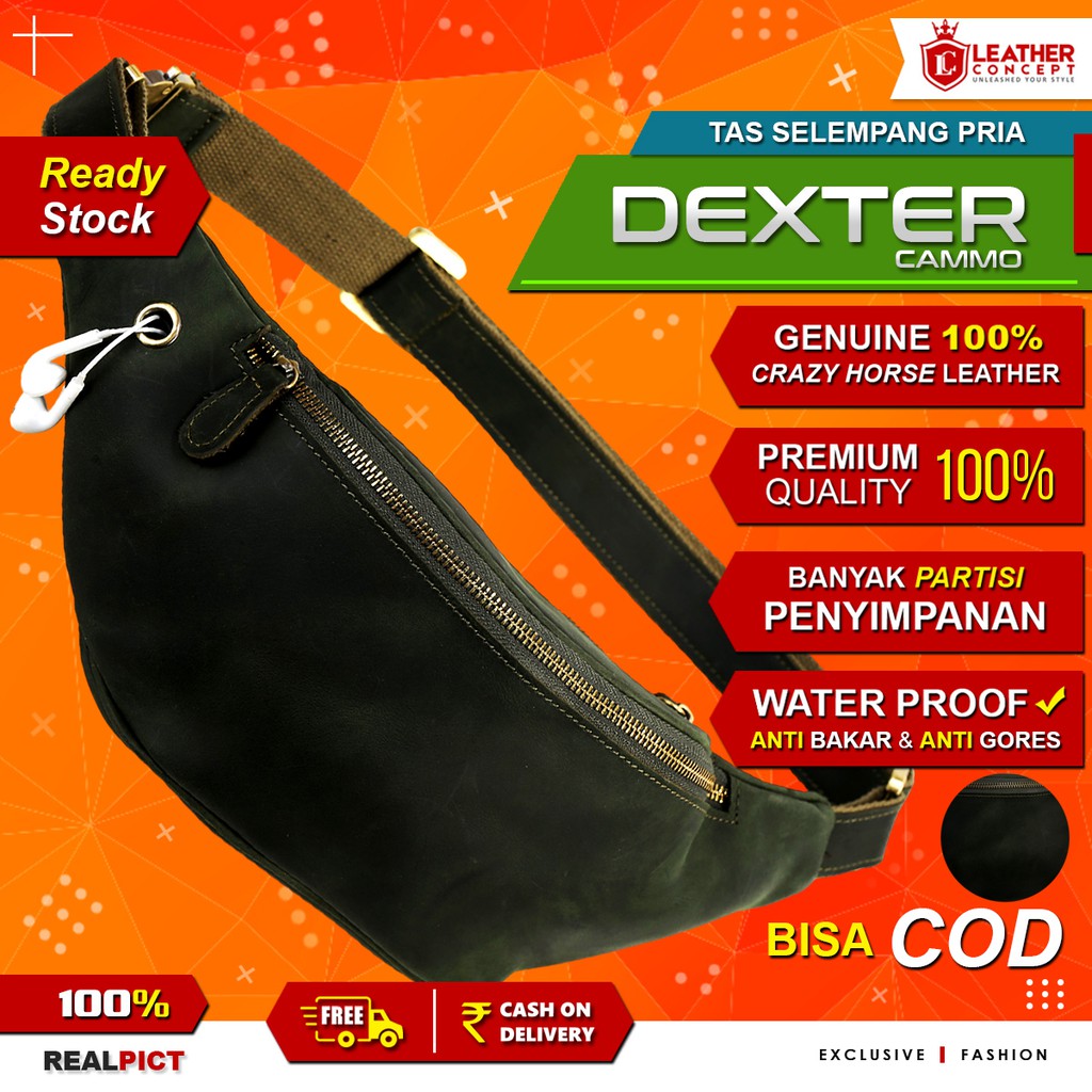 Tas Selempang Pria Kulit Asli Waist Bag Kulit DEXTER Cammo By Napoleon