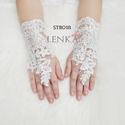 [SIAP KIRIM] LACE GLOVES SARUNG TANGAN PENGANTIN PESTA BROKAT PUTIH STB018