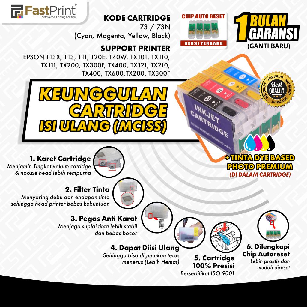 Cartridge MCISS Epson T11 T13 T13X TX101 TX110 TX111 TX121 TX200 TX210 TX220 TX300F TX400 Plus Tinta