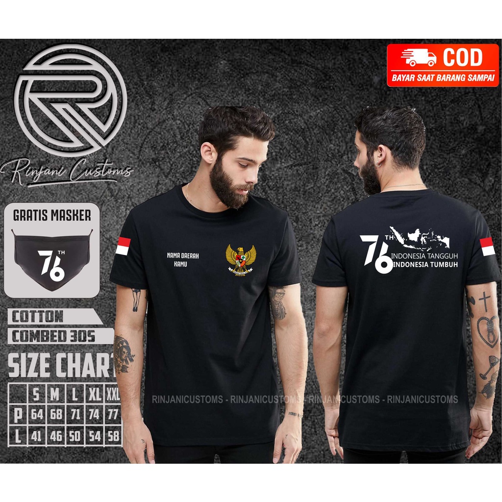 KAOS KEMERDEKAAN INDONESIA HUT RI KE 76 GARUDA // KAOS AGUSTUSAN.free masker dan bisa ganti nama