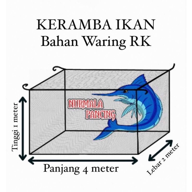 Jaring keramba apung Jaring hapa ikan Jaring Berokan PxLxT (4mx2mx1m)