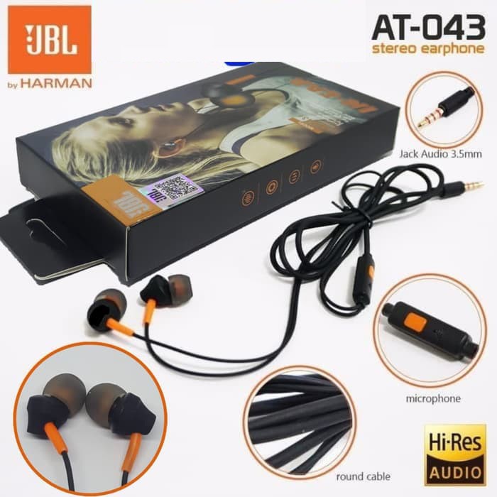 HEADSET JBL AT-043 PURE BASS HANDSFREE JBL AT043 EXTRA BASS