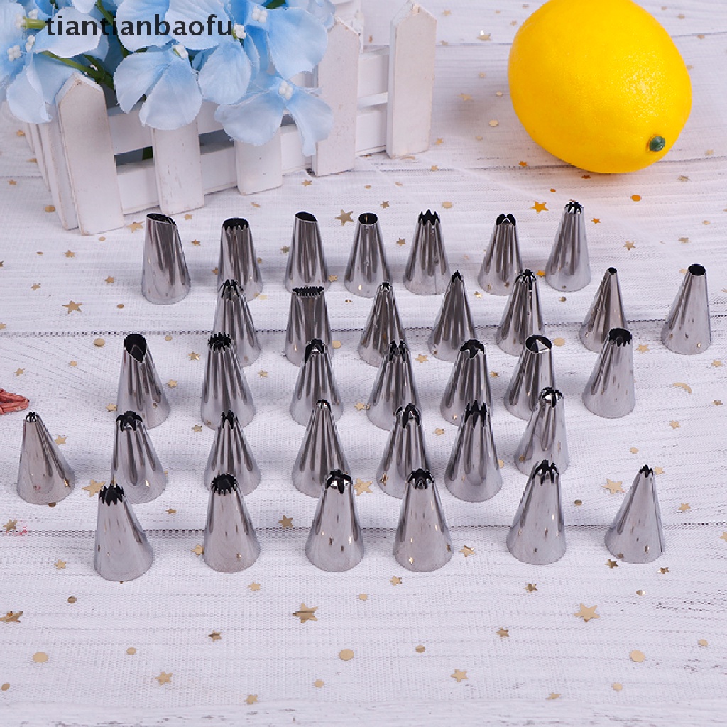 24 / 36 / 48pcs / Set Kotak Alat Nozzle Icing Piping Bahan Stainless Steel Untuk Dekorasi Kue