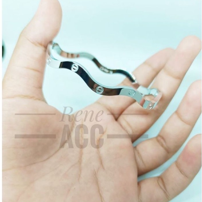 Gelang titanium wanita Model ombak gelombang ctr logo