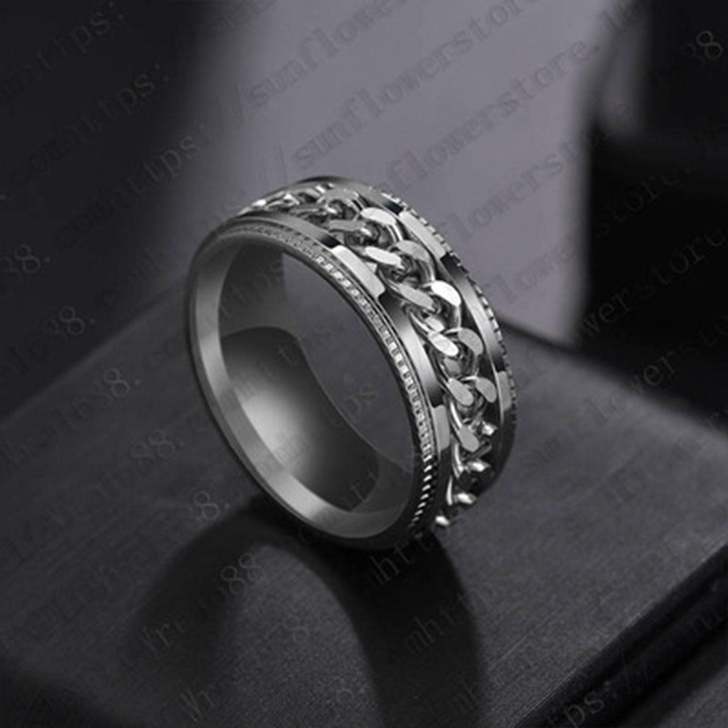 Cincin Titanium Steel Desain Bunga Gaya Punk Untuk Pria