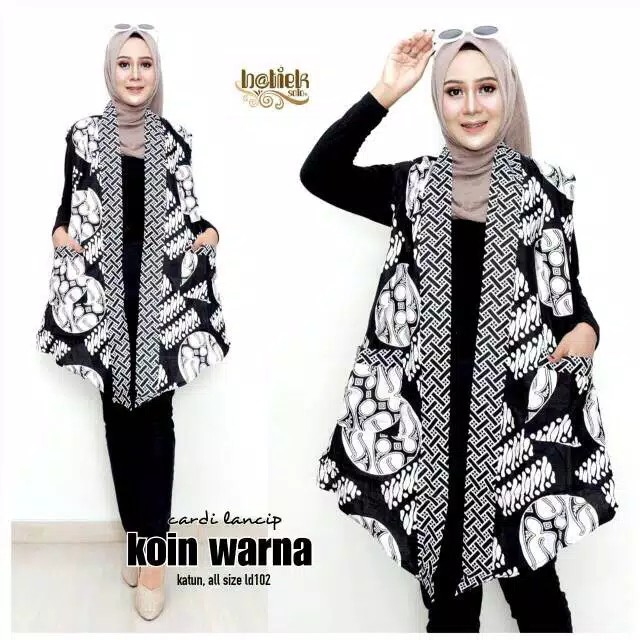 Cardi Lancip Coin Warna Cardigan  Batik  Cantik Monochrome 