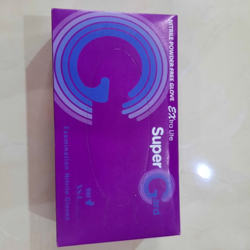 Sarung Tangan Ukuran M NITRIL ASLI Super Gard Handscoon