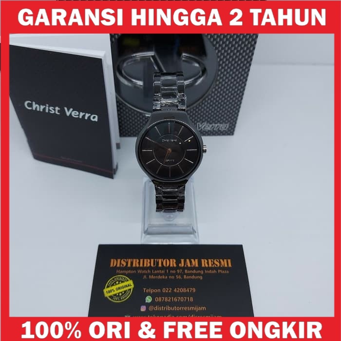 JAM TANGAN ORIGINAL CHRIST VERRA CV 71606L-56 BLK GARANSI RESMI ORI WANITA CEWEK PEREMPUAN CEWE