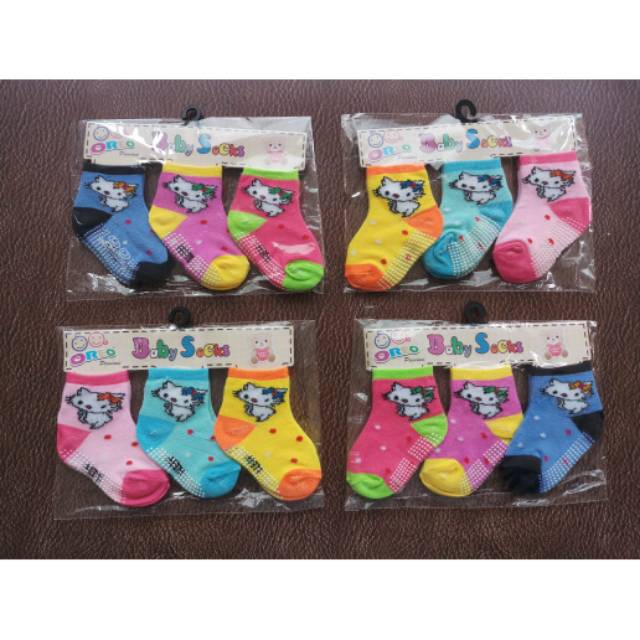 Kaos Kaki Bayi Newborn Isi 3 Pasang anti slip