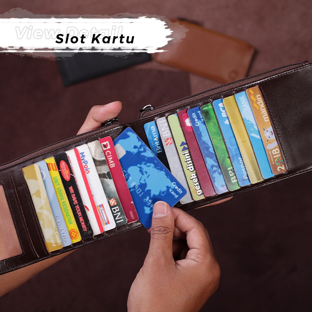 Dompet Kartu Pria Lipat Kulit Asli Original Dompet kartu Atm Dompet Kartu Nama Wallet Kulit Sapi DKP GARANSI ORIGINAL