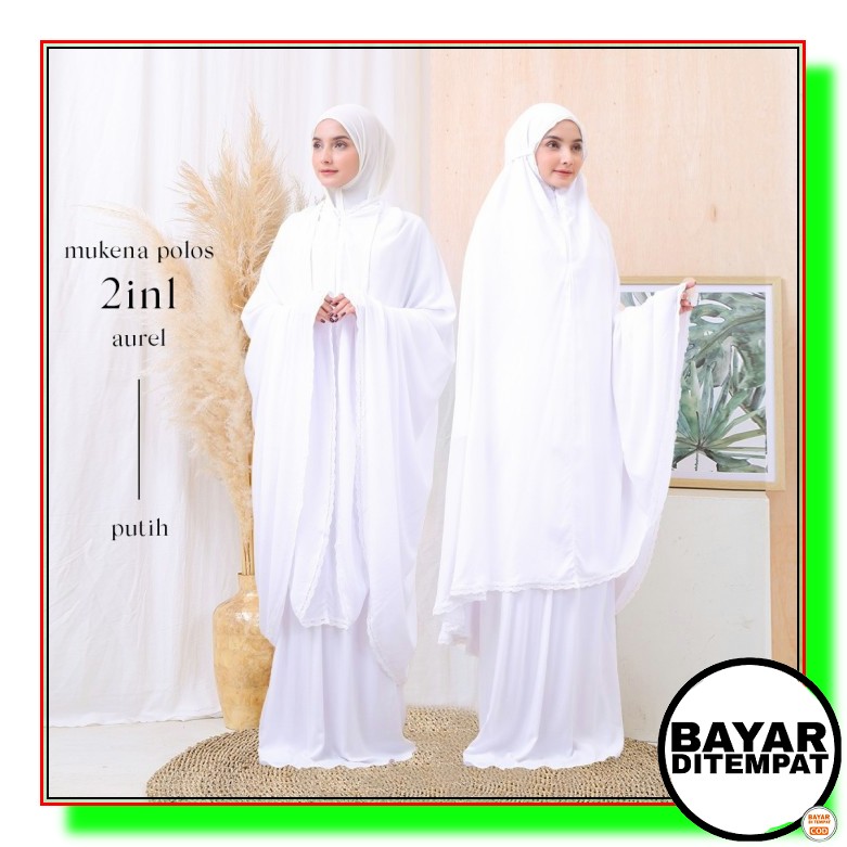 Mukena Remaja Kekinian Fringe Putih Renda Wanita Mewah Premium Ba OB519  Polos Rayon Dewasa 2In1 Au