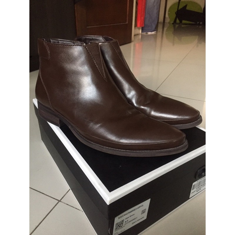 DARK BROWN FAUX LEATHER CHELSEA BOOTS HIGH QUALITY SIZE 41