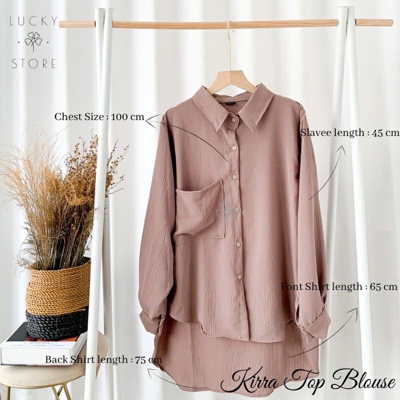 COD - Blouse Cringkle Airflow Oversize Kirra Top Blouse Kemeja Wanita Cringkle Airflow Kemeja Wanita Polos