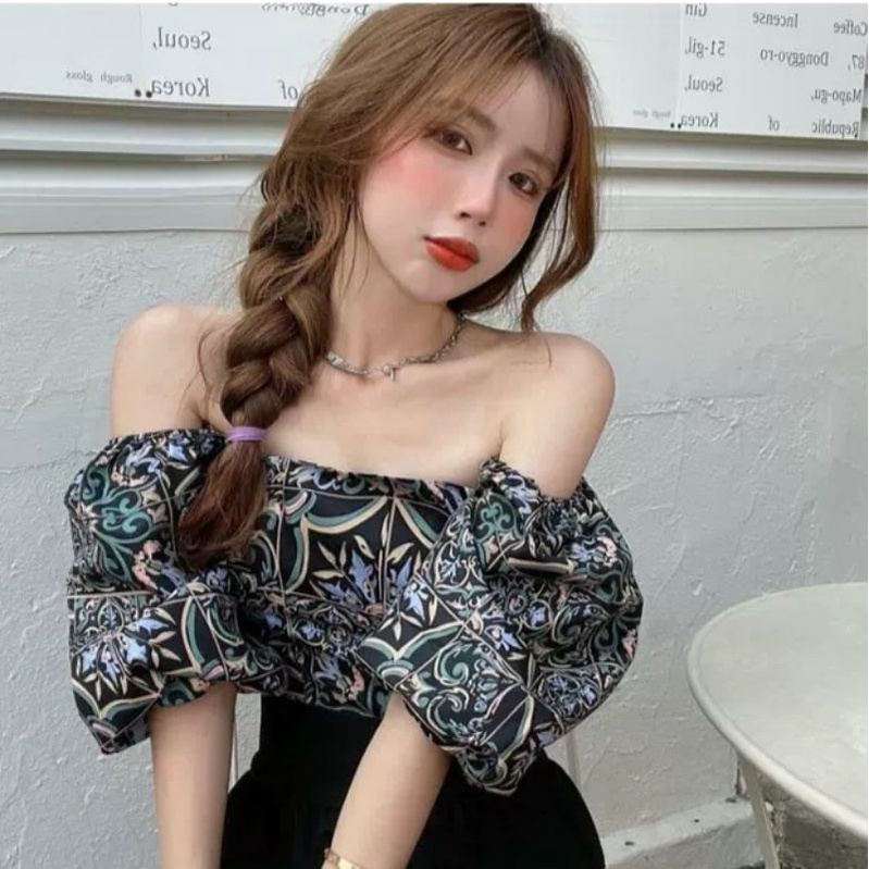 MDLV ~ 7592# Zaranita Boho Style Top Sabrina Crop Top Korea Look Fashion Import