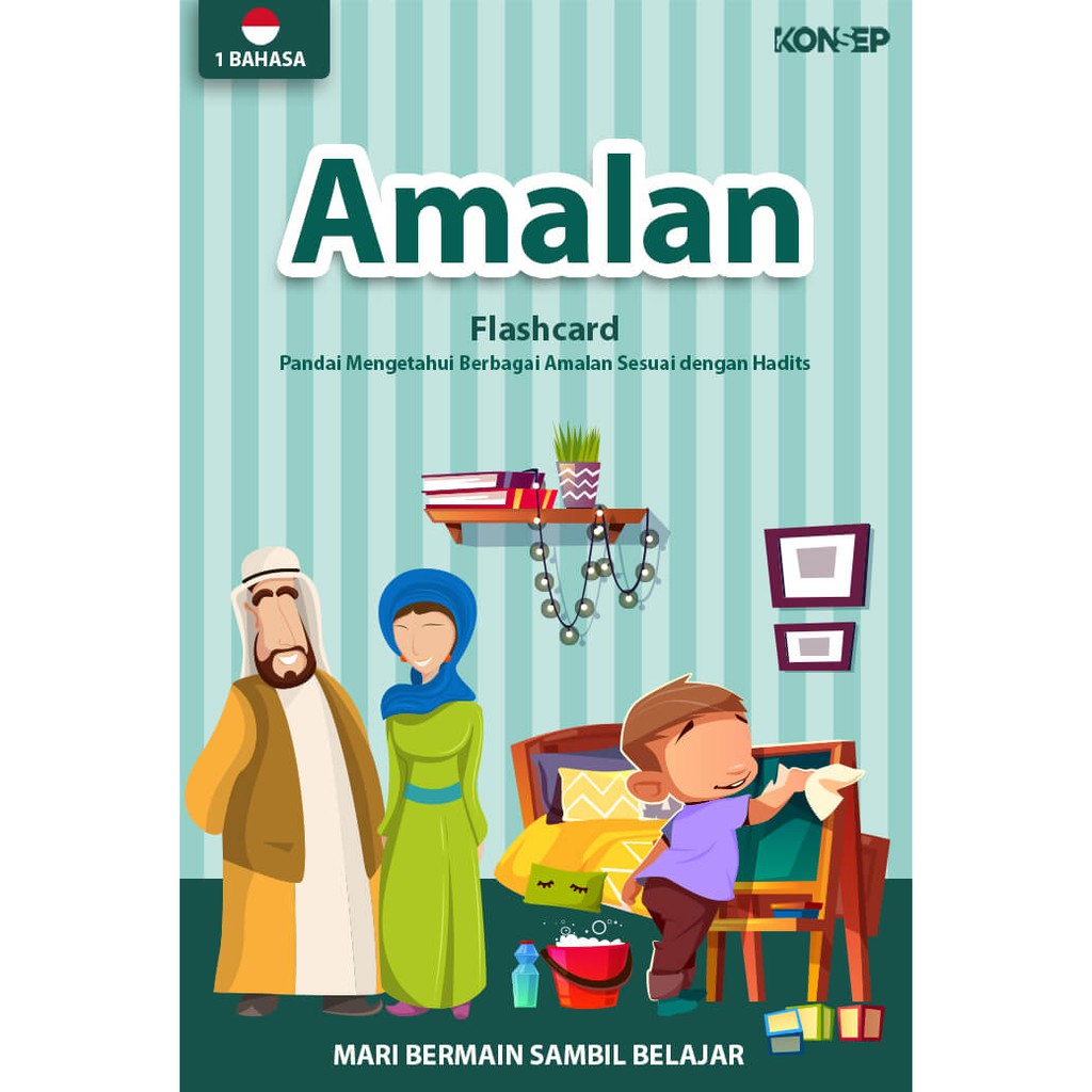 Flash Card Amalan - Kartu Belajar Anak Bergambar - Konsep Studio Original