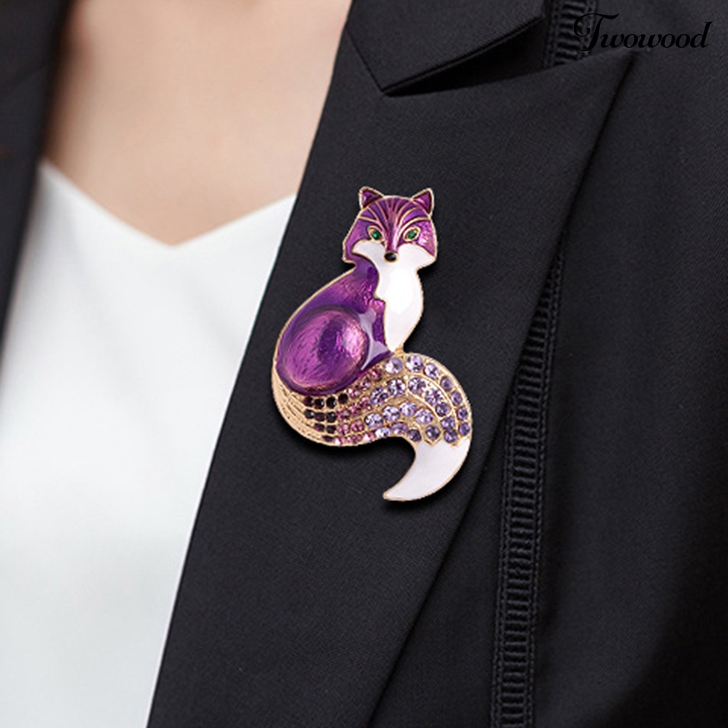 Twowood Brooch Pin Fox Shape Exquisite Men Women Cartoon Long Lasting Lapel Brooch Clothes Decor