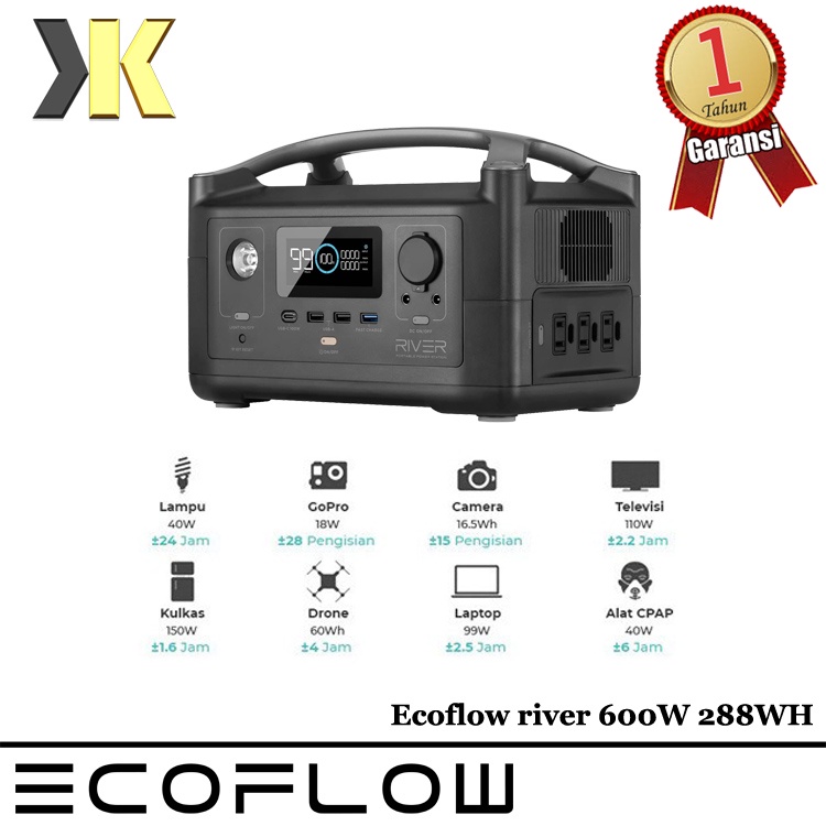 Ecoflow RIVER 600W 288Wh Garansi Resmi