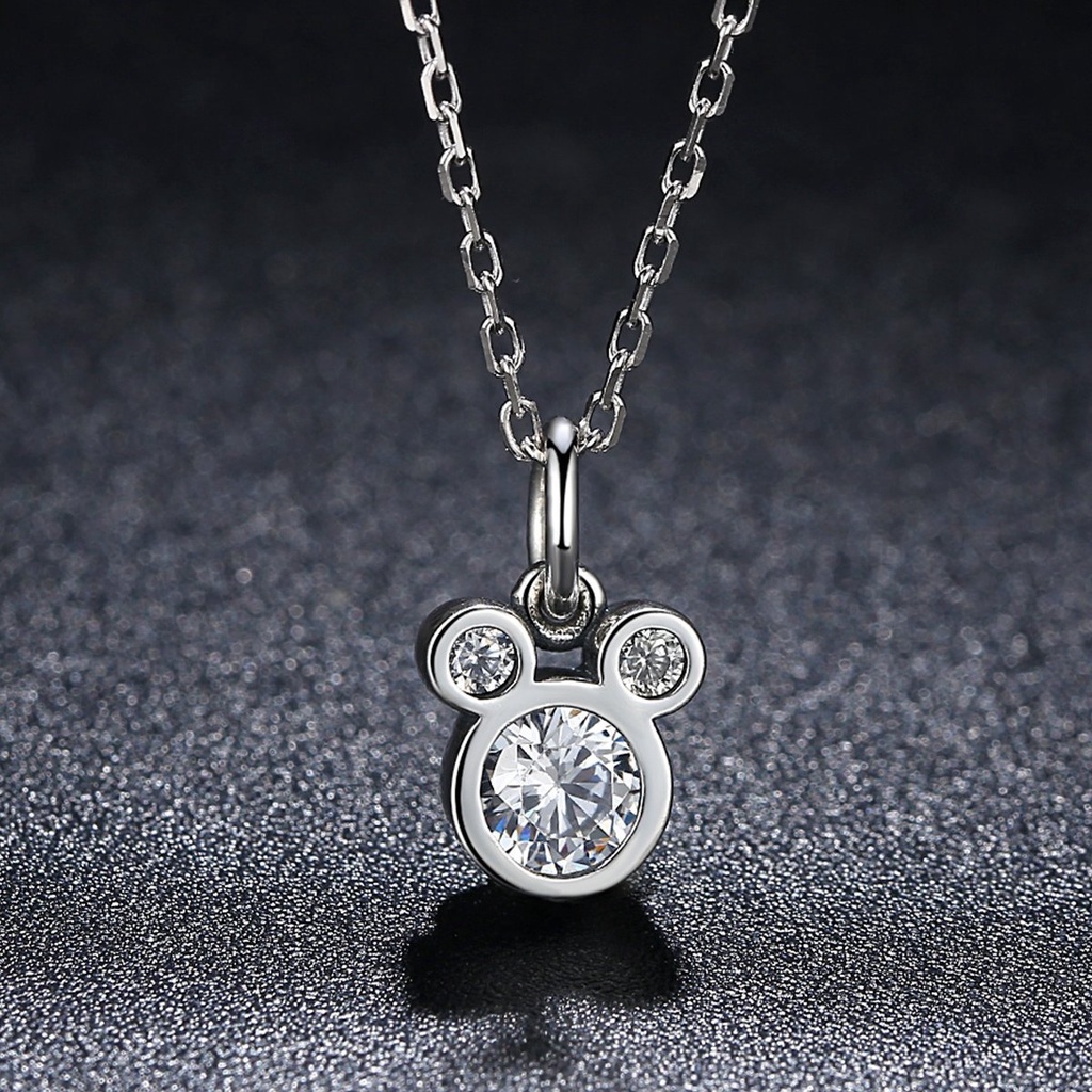 Kalung Dengan Liontin Mickey Mouse Bahan Stainless Steel Untuk Wanita